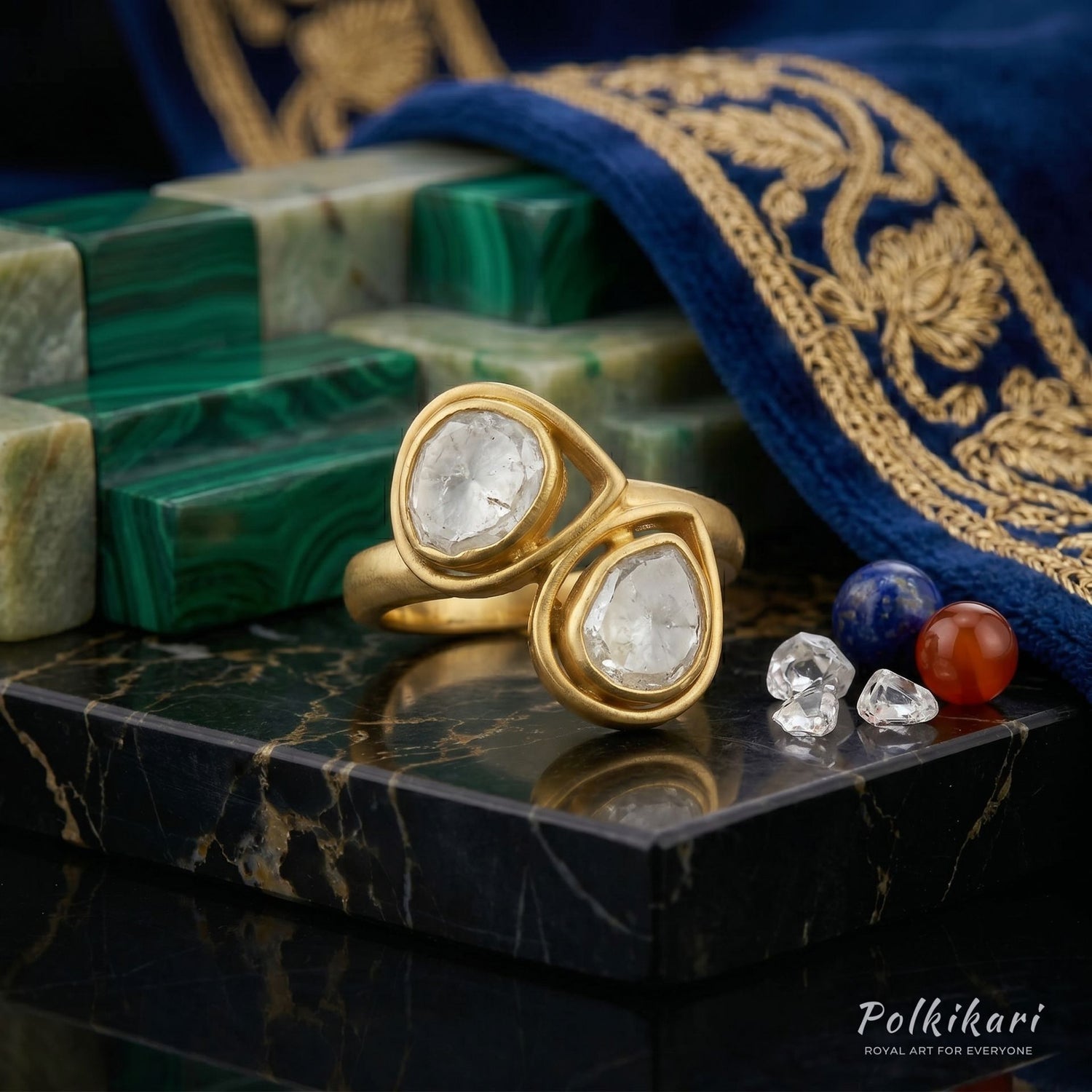 Twin Bypass Lab Grown Polki Ring