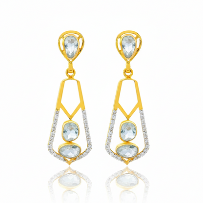 Elongated Geometric Sparkle Lab Grown Polki Earrings