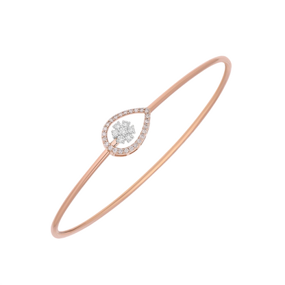 Rose gold bracelet with a diamond on a white background