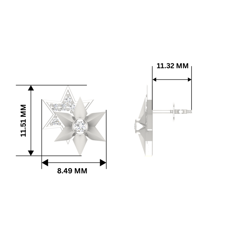 Fusion Star Edges Platinum Plated Lab Grown Diamond Earrings