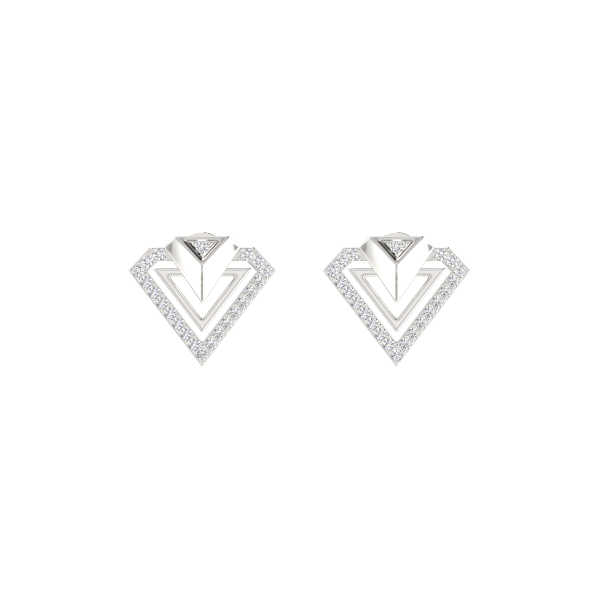 Inverted Peak Platinum Plated Lab Grown Diamond Earrings