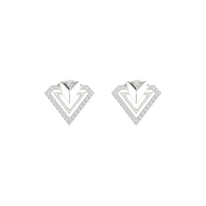 Inverted Peak Platinum Plated Lab Grown Diamond Earrings