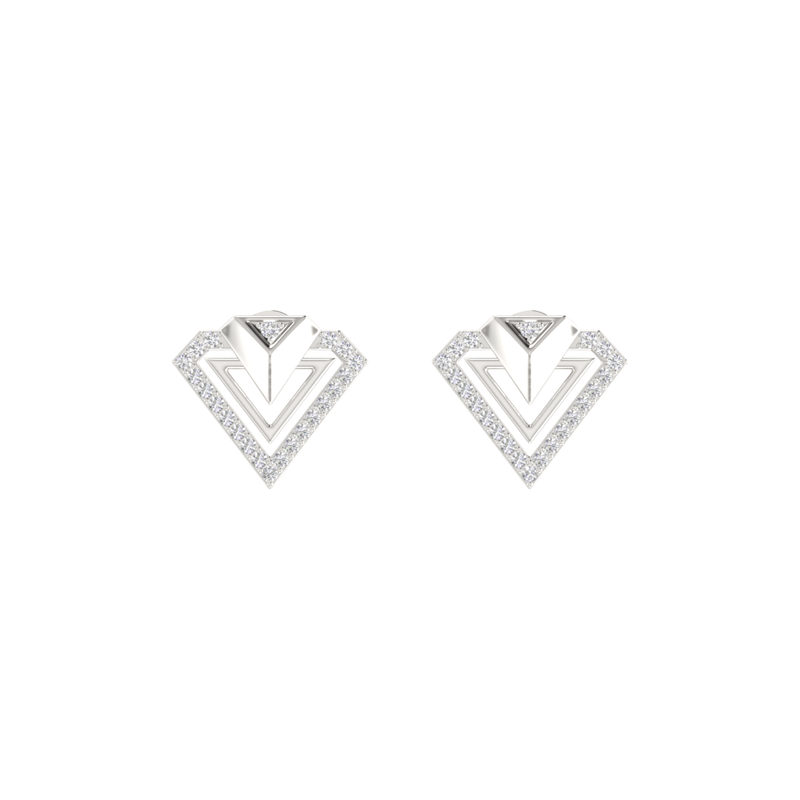 Inverted Peak Platinum Plated Lab Grown Diamond Earrings