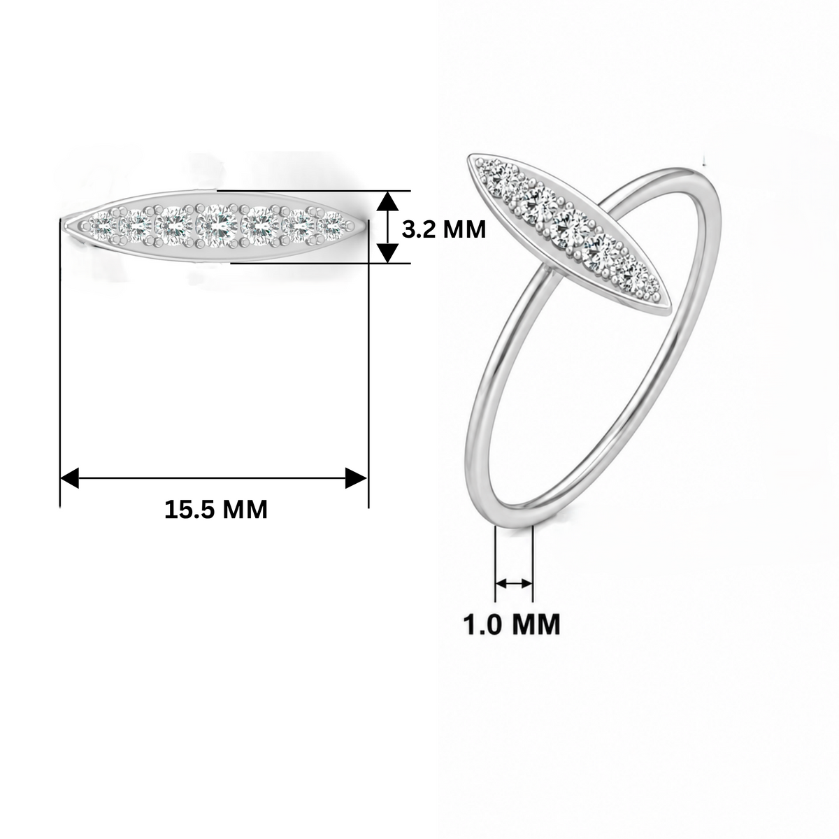 Pulse Point Platinum Plated Lab Grown Diamond Ring