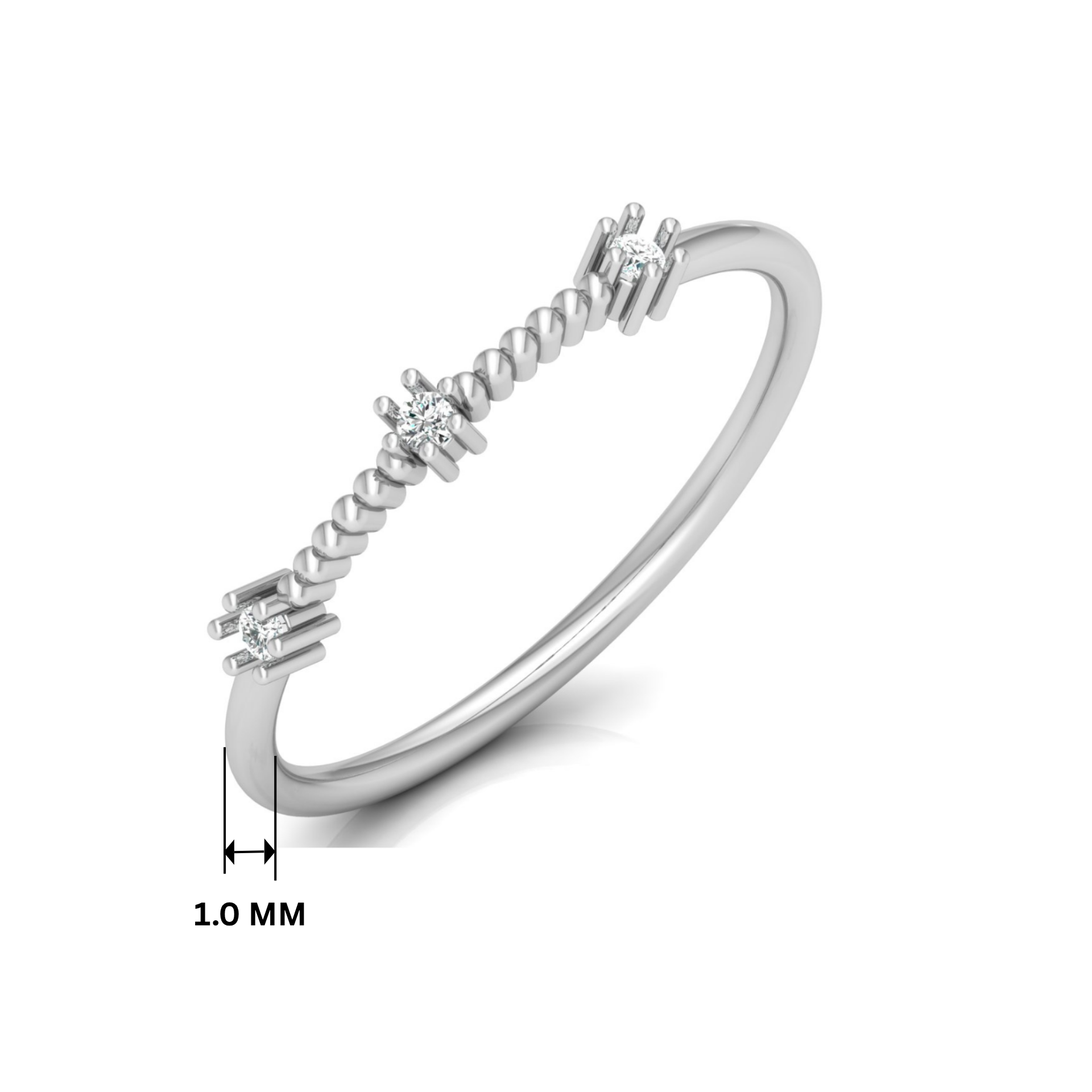 Effervescent Trio Platinum Plated Lab Grown Diamond Ring