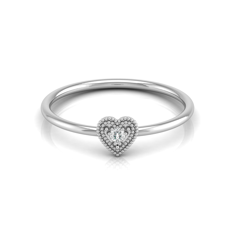 Lace Heart Platinum Plated Lab Grown Diamond Ring