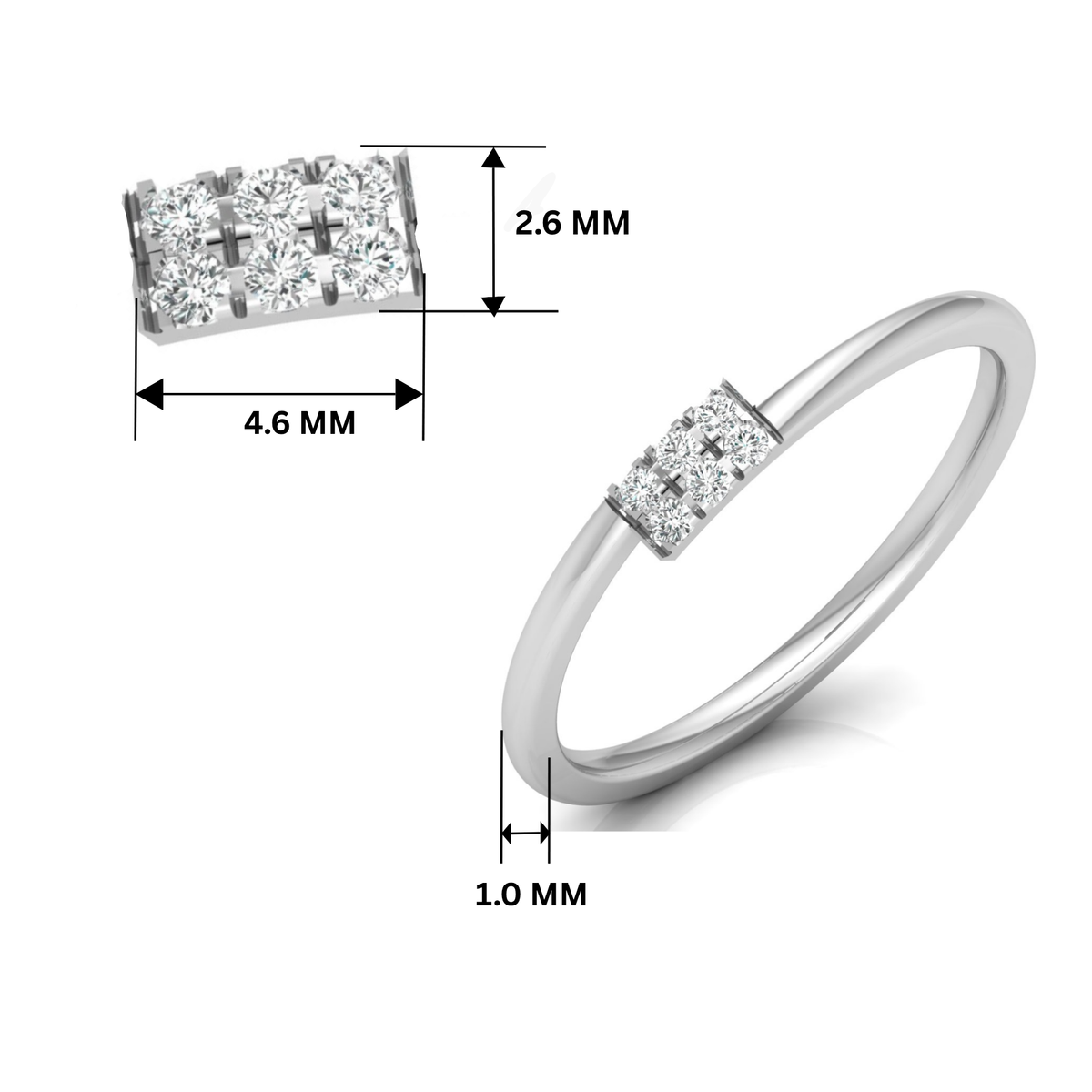 Symmetry Six Platinum Plated Lab Grown Diamond Ring