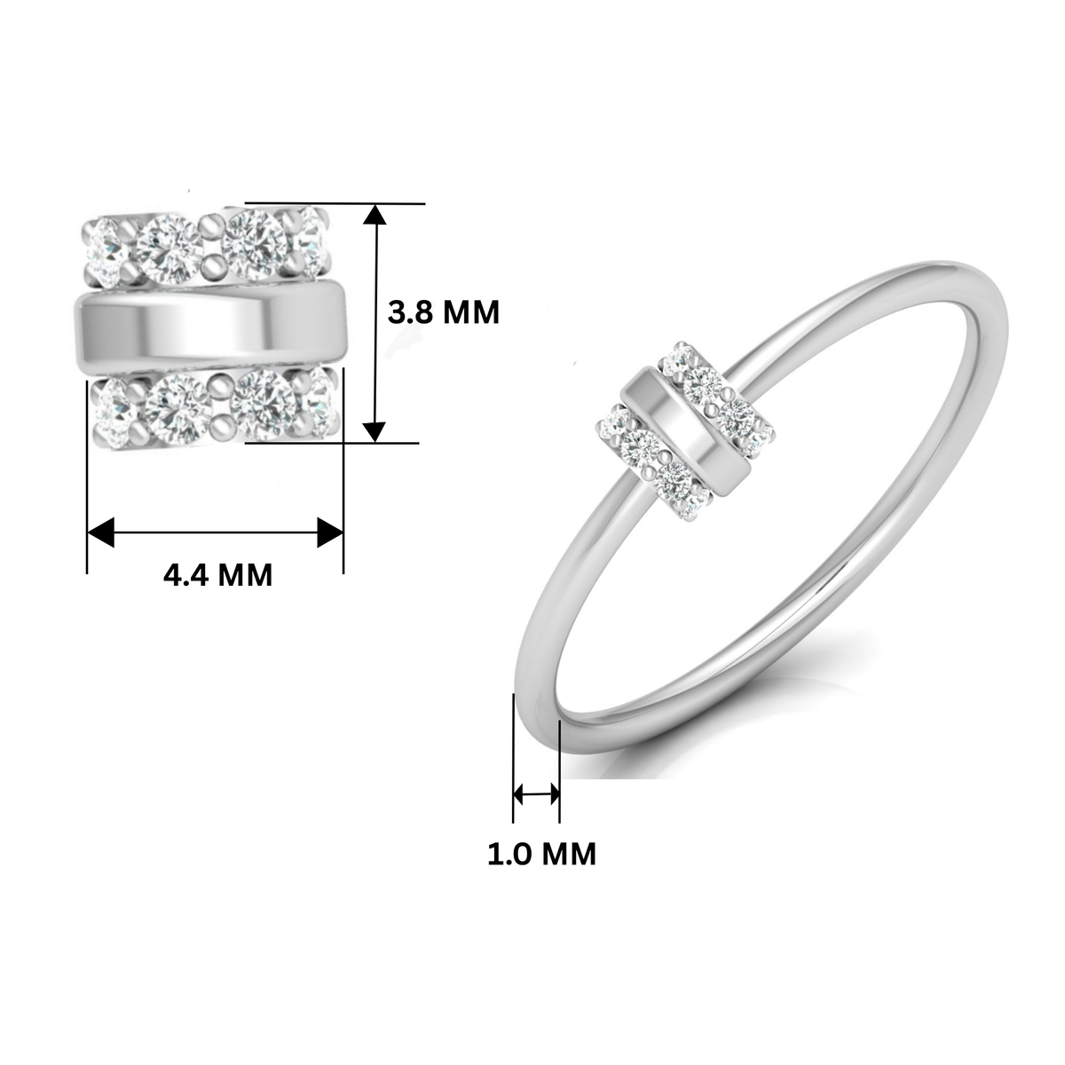Orion Bar Platinum Plated Lab Grown Diamond Ring