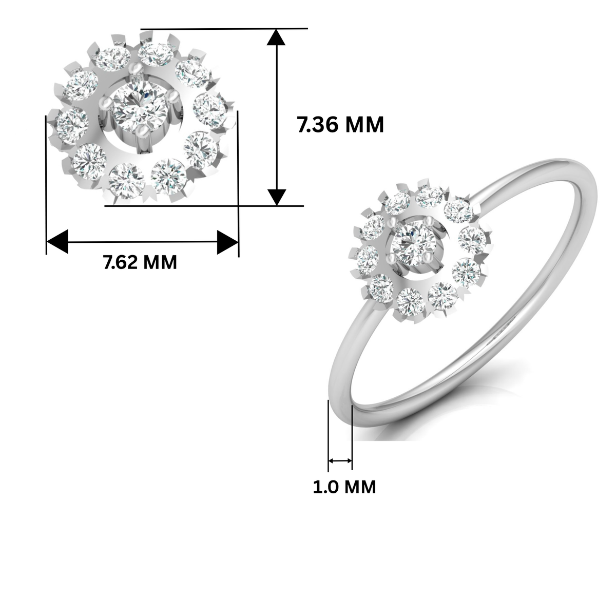 Classic Verity Platinum Plated Lab Grown Diamond Ring