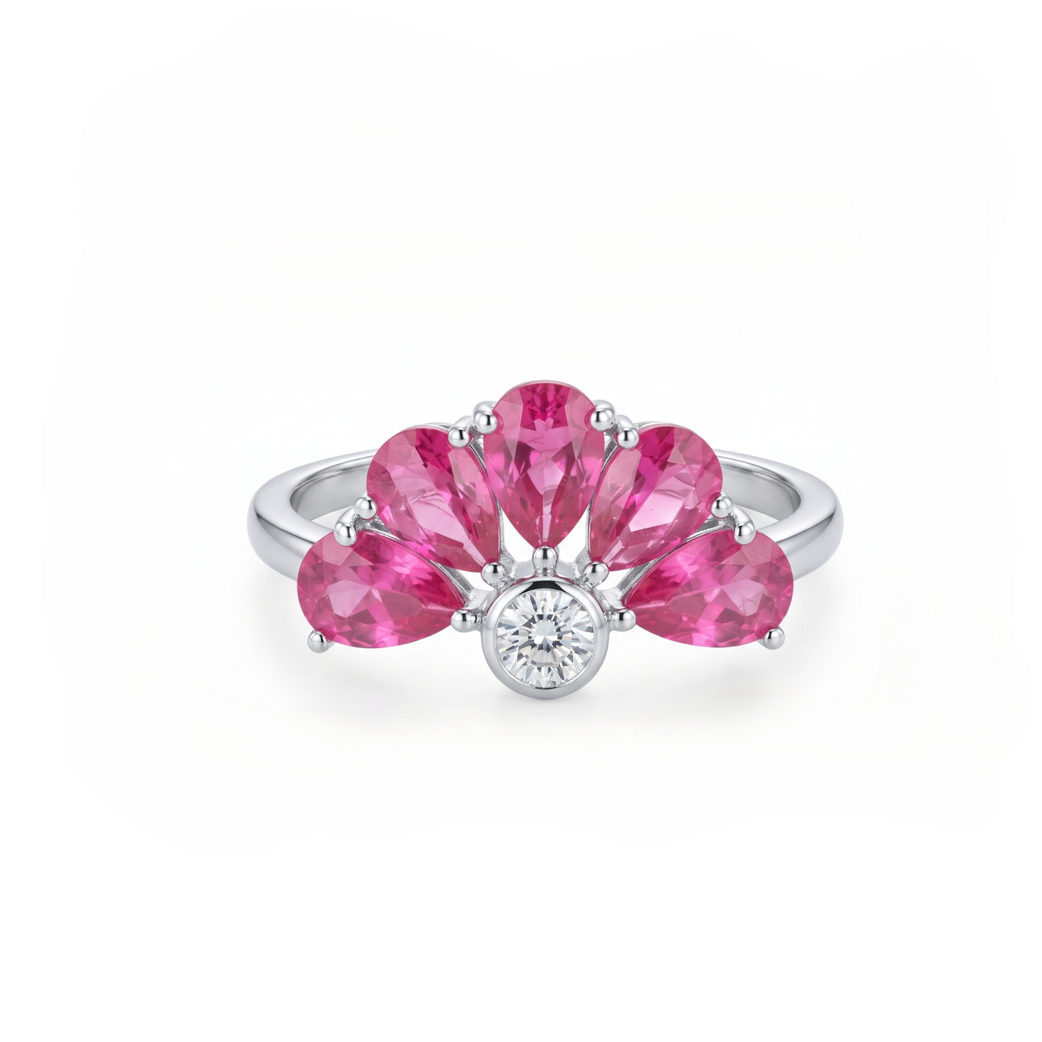 Tiara Burst Platinum Plated Lab Grown Diamond Ring