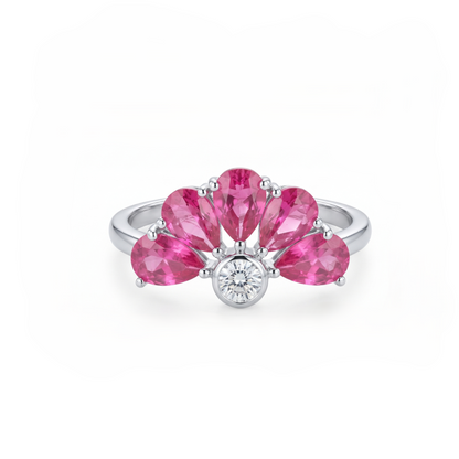 Tiara Burst Platinum Plated Lab Grown Diamond Ring