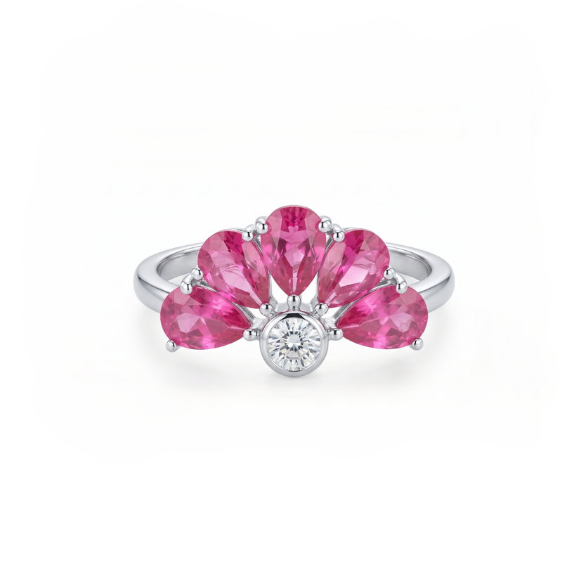 Tiara Burst Platinum Plated Lab Grown Diamond Ring