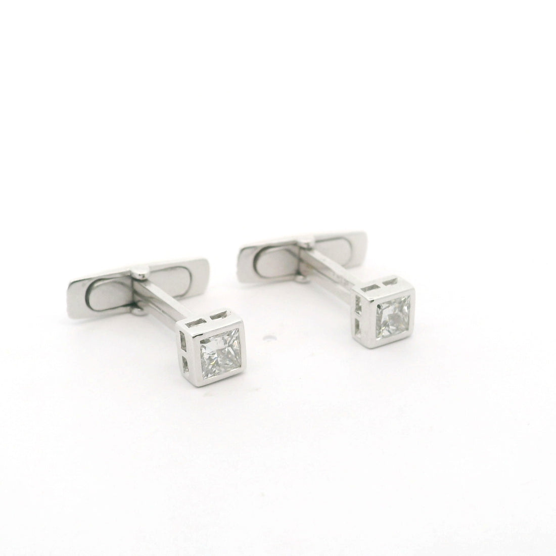 Bezel Set Square Lab Grown Diamond Cufflinks