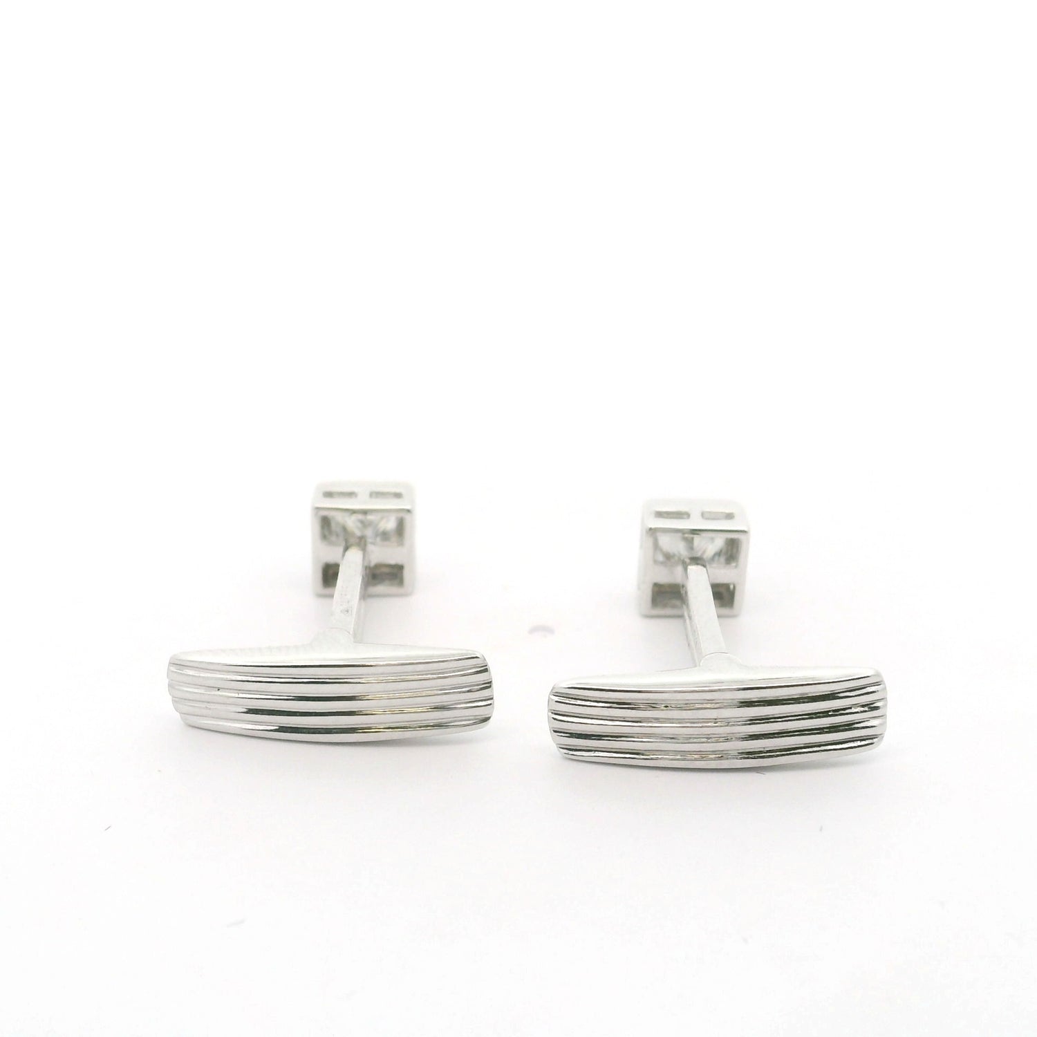 Bezel Set Square Lab Grown Diamond Cufflinks
