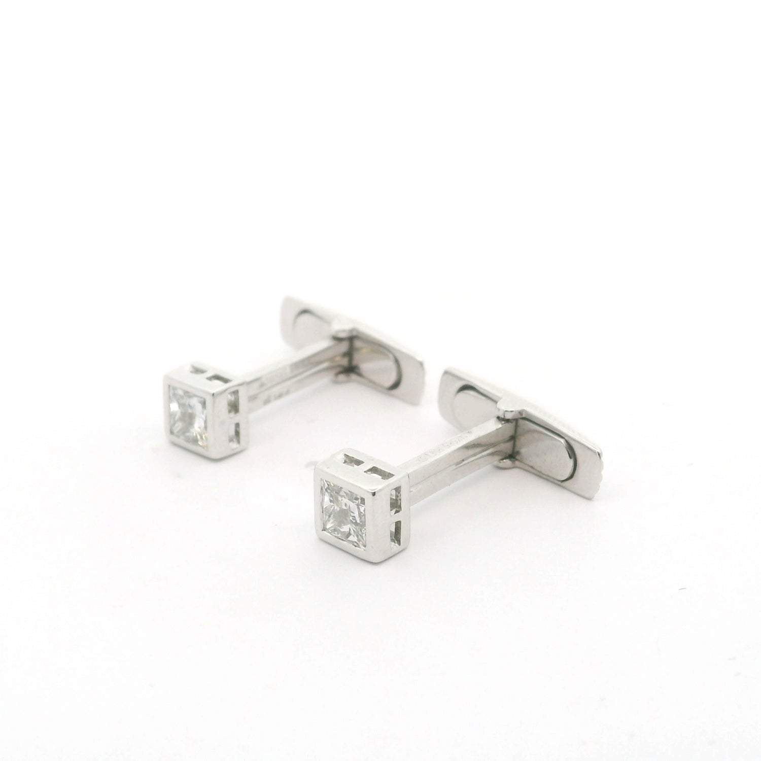 Bezel Set Square Lab Grown Diamond Cufflinks