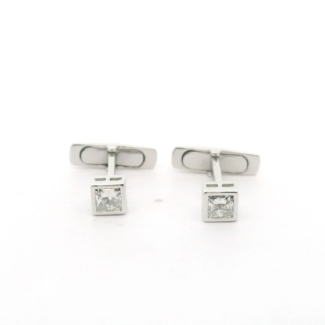 Bezel Set Square Lab Grown Diamond Cufflinks