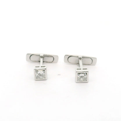 Bezel Set Square Lab Grown Diamond Cufflinks