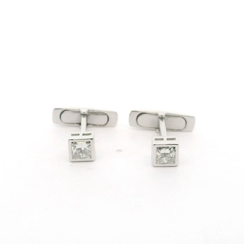 Bezel Set Square Lab Grown Diamond Cufflinks