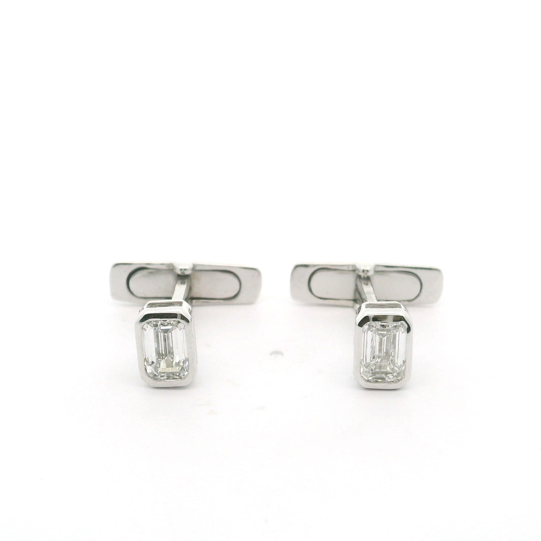 Bezel Set Emerald Cut Lab Grown Diamond Cufflinks