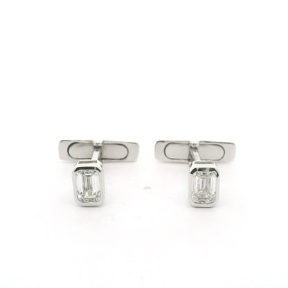 Bezel Set Emerald Cut Lab Grown Diamond Cufflinks