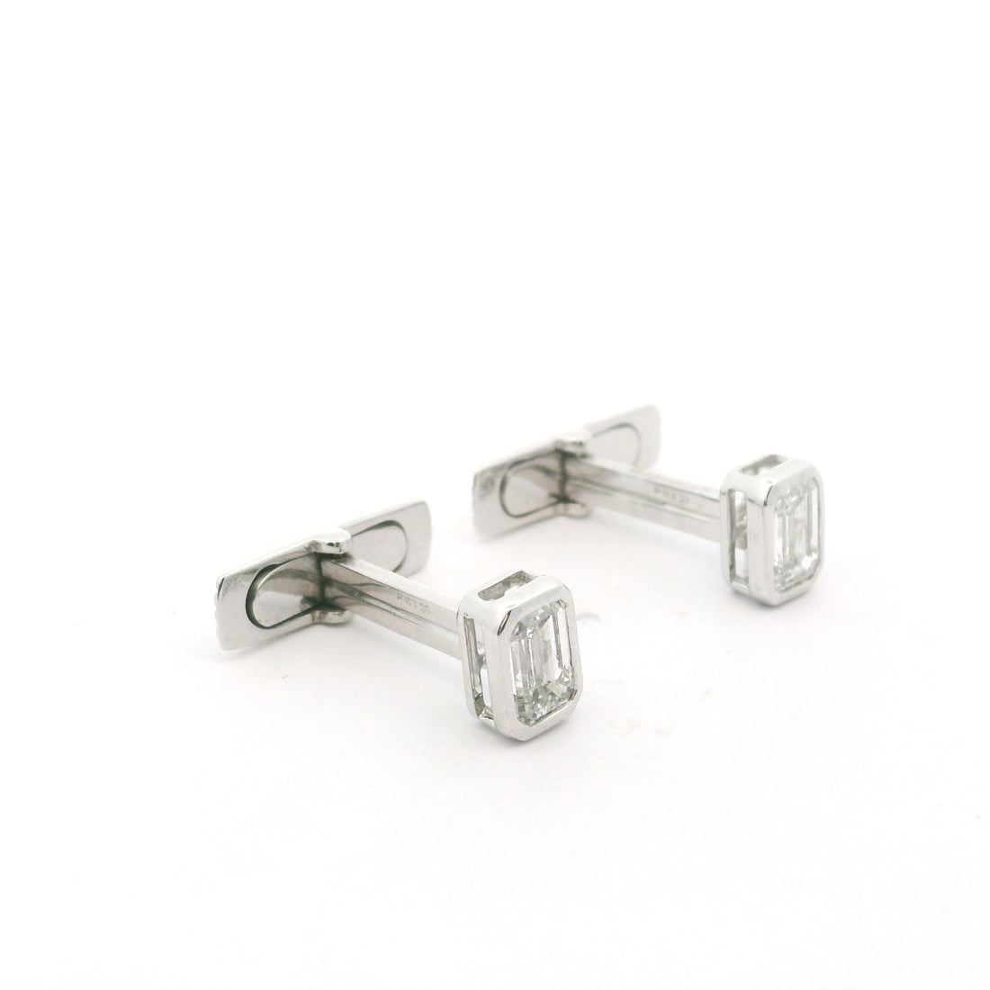 Bezel Set Emerald Cut Lab Grown Diamond Cufflinks