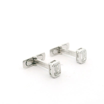 Bezel Set Emerald Cut Lab Grown Diamond Cufflinks