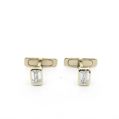 Bezel Set Emerald Cut Lab Grown Diamond Cufflinks