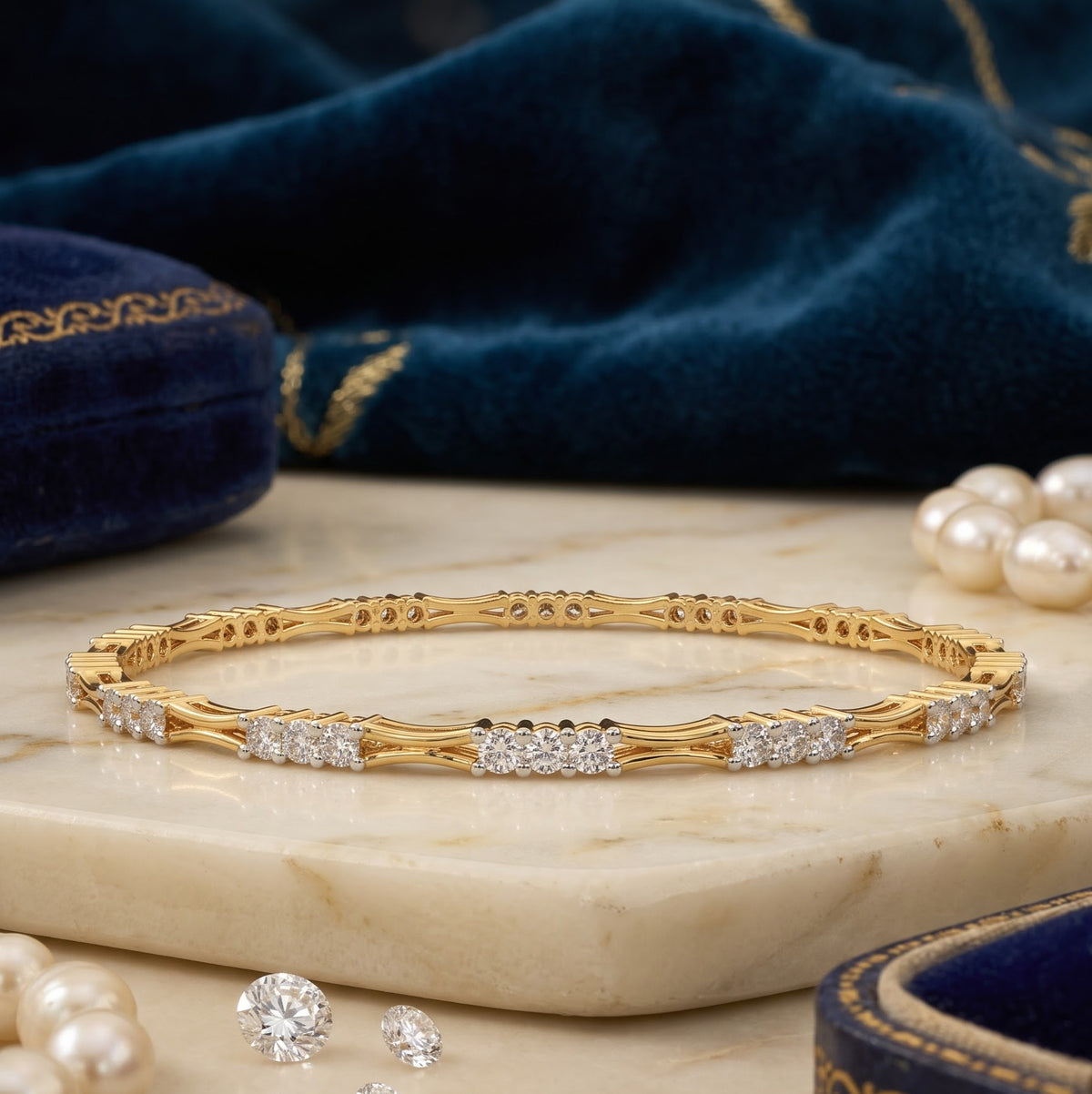 Gold and Gemline Lab Grown Diamond Bangle