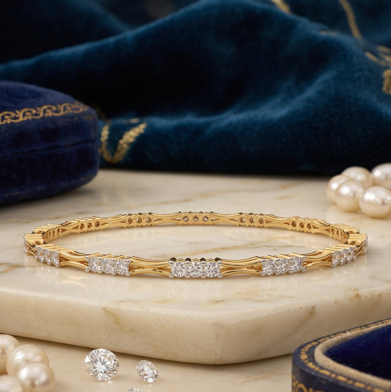 Gold and Gemline Lab Grown Diamond Bangle