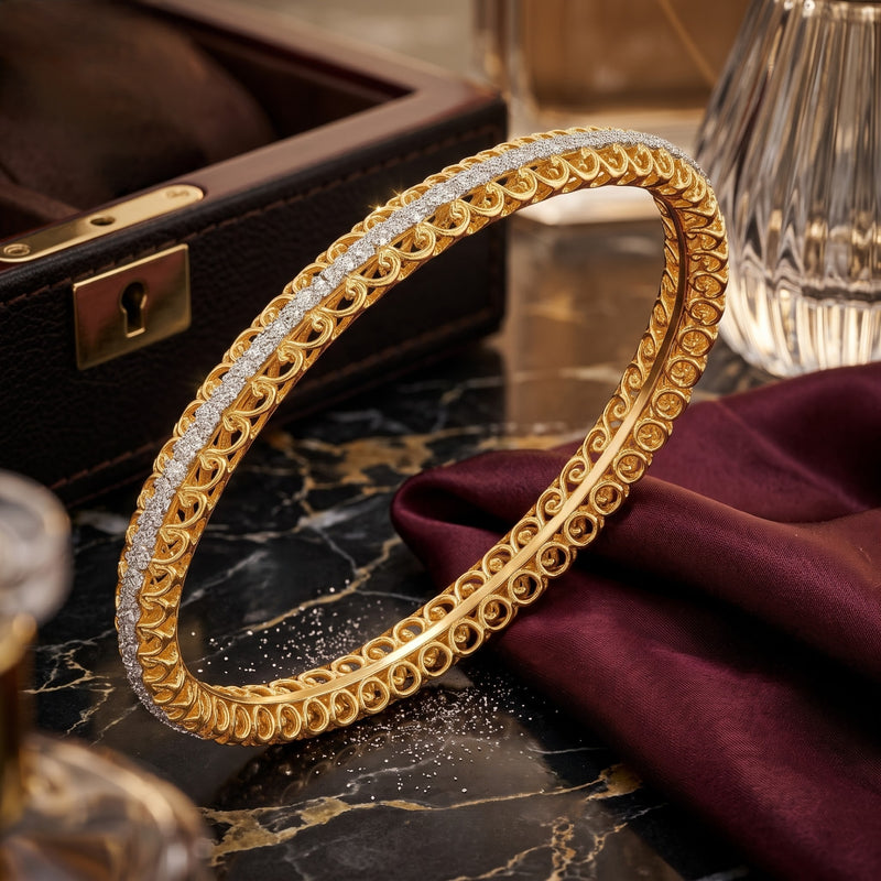 Lustrous Lace Lab Grown Diamond Bangle