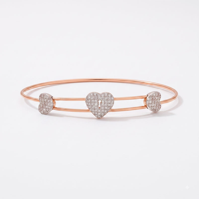 Heart Lock Lab Grown Diamond Bangle