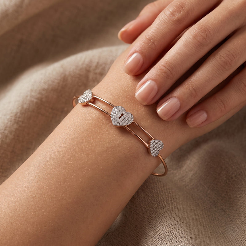 Heart Lock Lab Grown Diamond Bangle