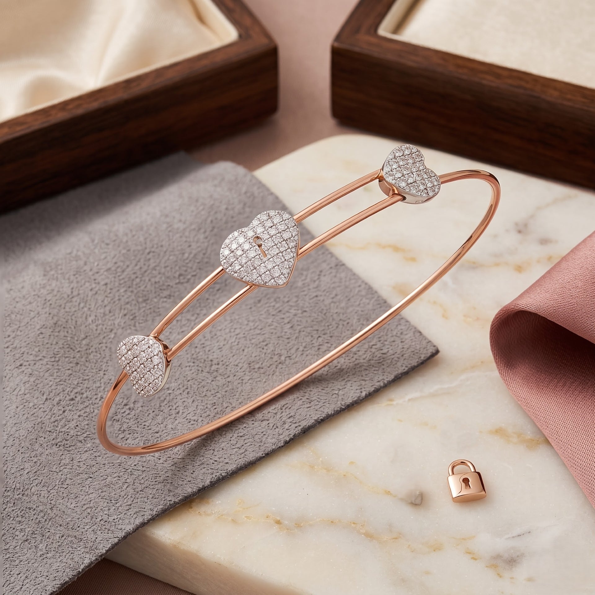 Heart Lock Lab Grown Diamond Bangle