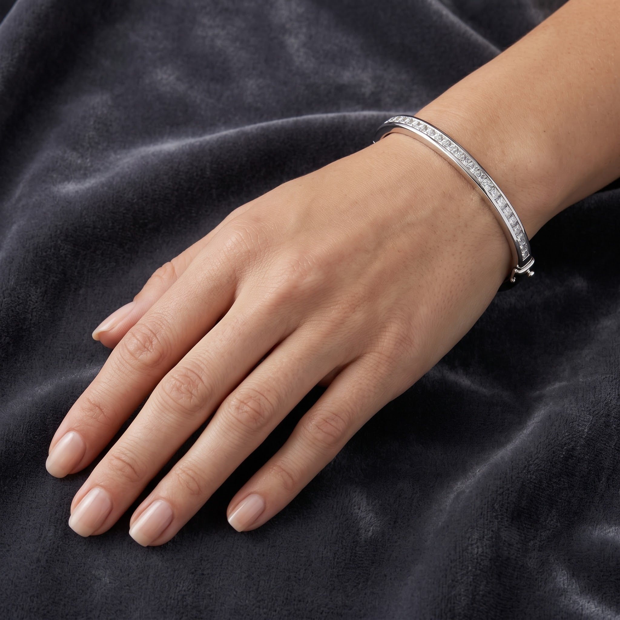 Princess Cut Eternity Lab Grown Diamond Bangle