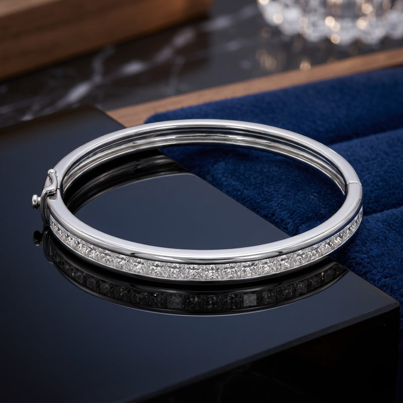 Princess Cut Eternity Lab Grown Diamond Bangle