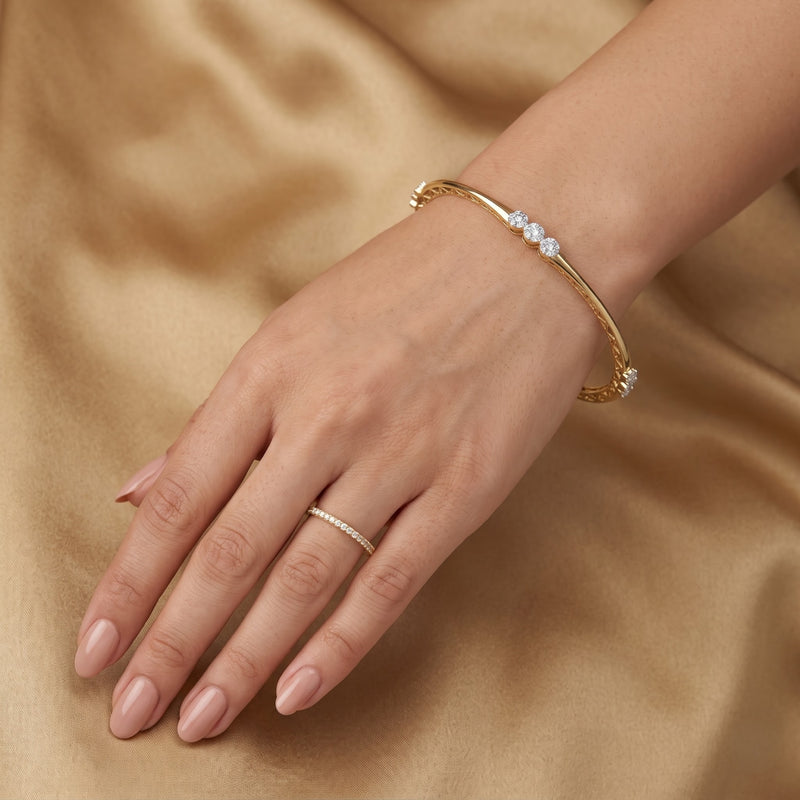 Ornate Taper Lab Grown Diamond Bangle