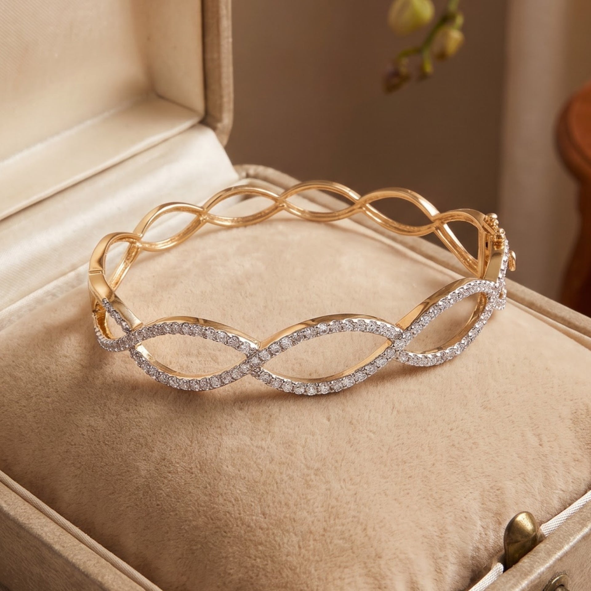 Twisted Gleam Lab Grown Diamond Bangle