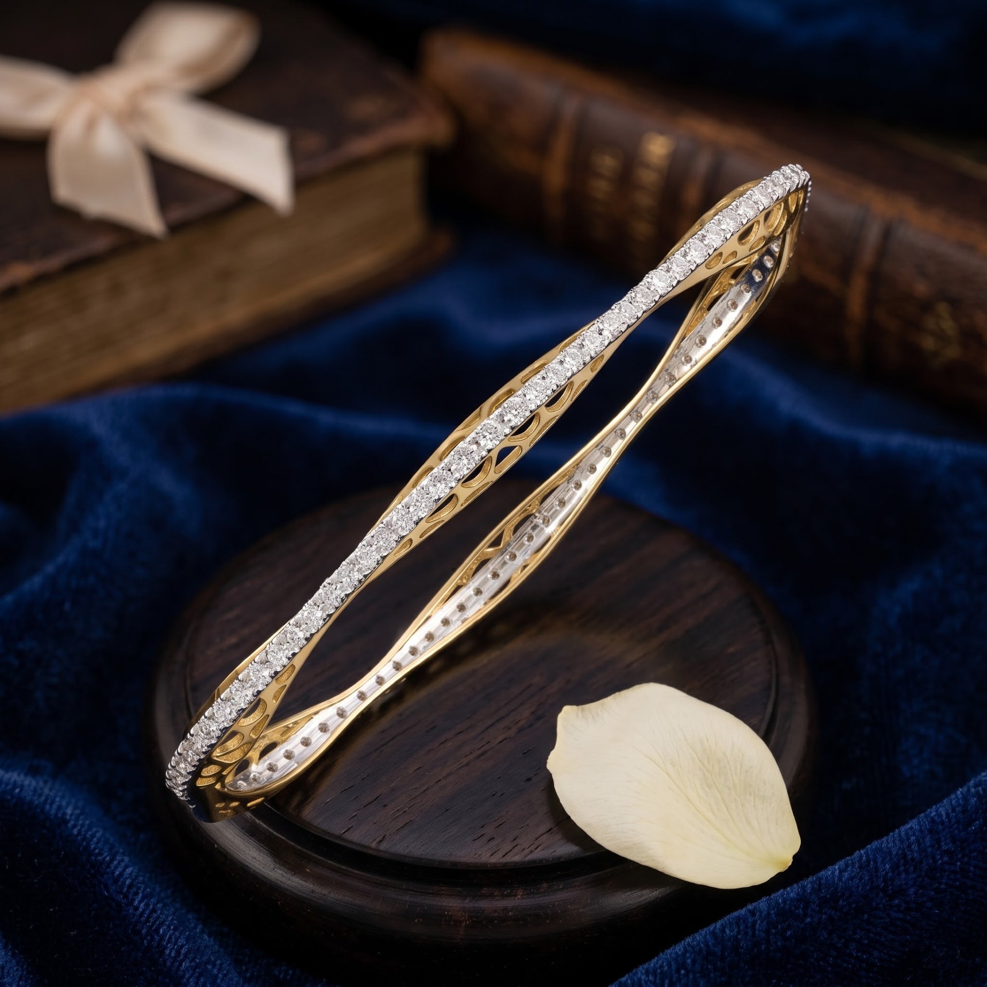 Ripple Lace Lab Grown Diamond Bangle