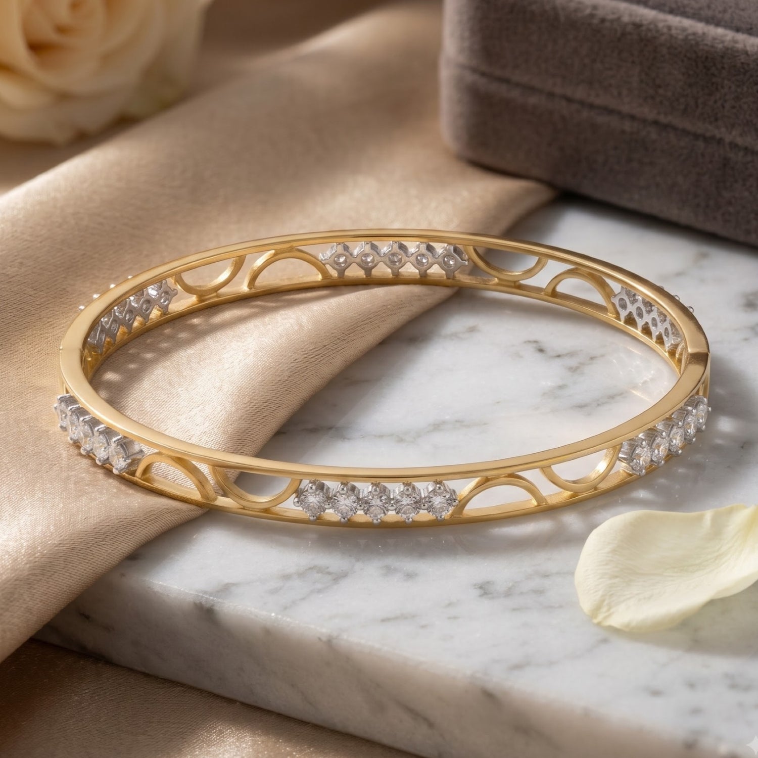 GlimmerArc Openwork Lab Grown Diamond Bangle