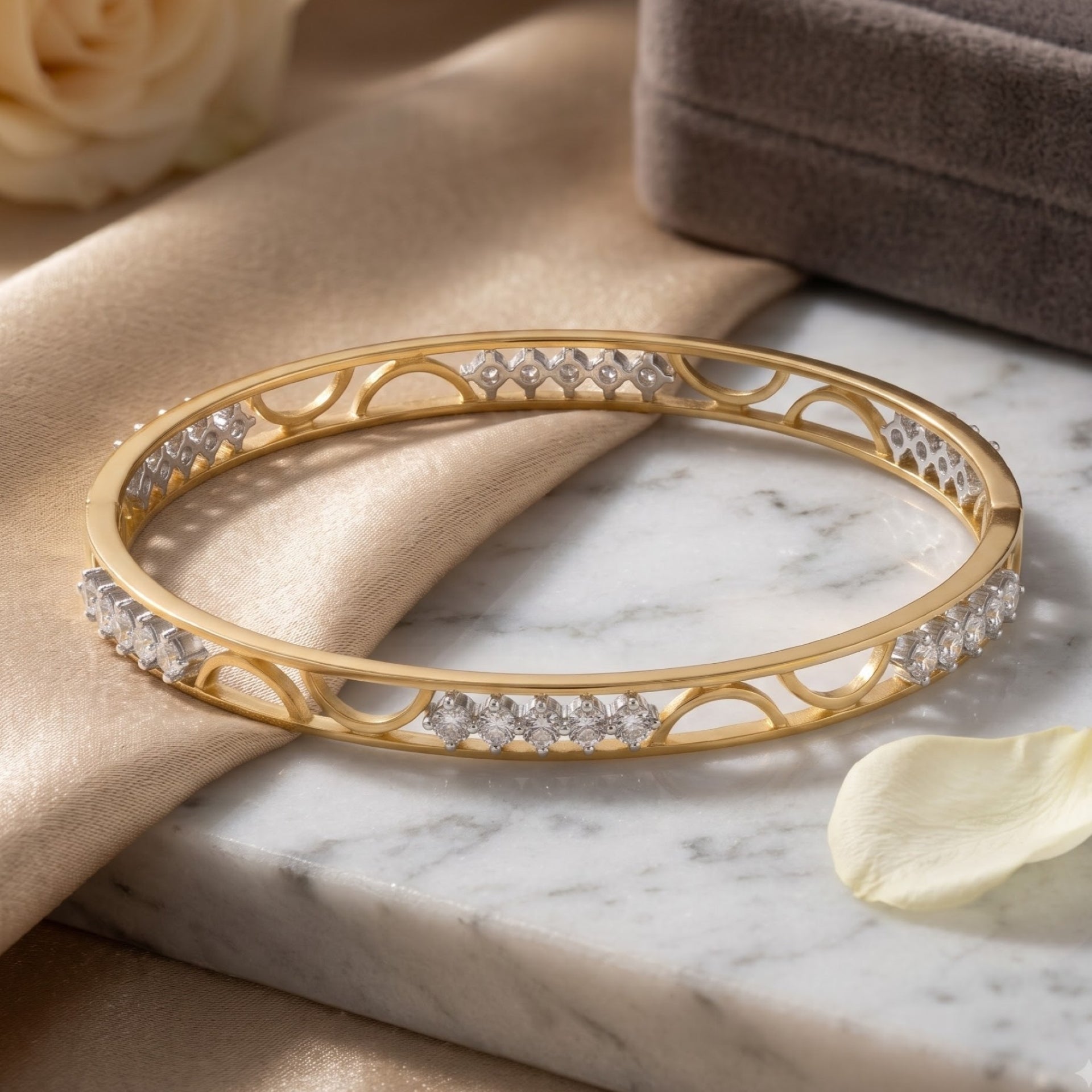 GlimmerArc Openwork Lab Grown Diamond Bangle