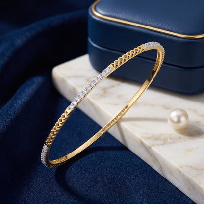 Modern Ridge Spark Lab Grown Diamond Bangle