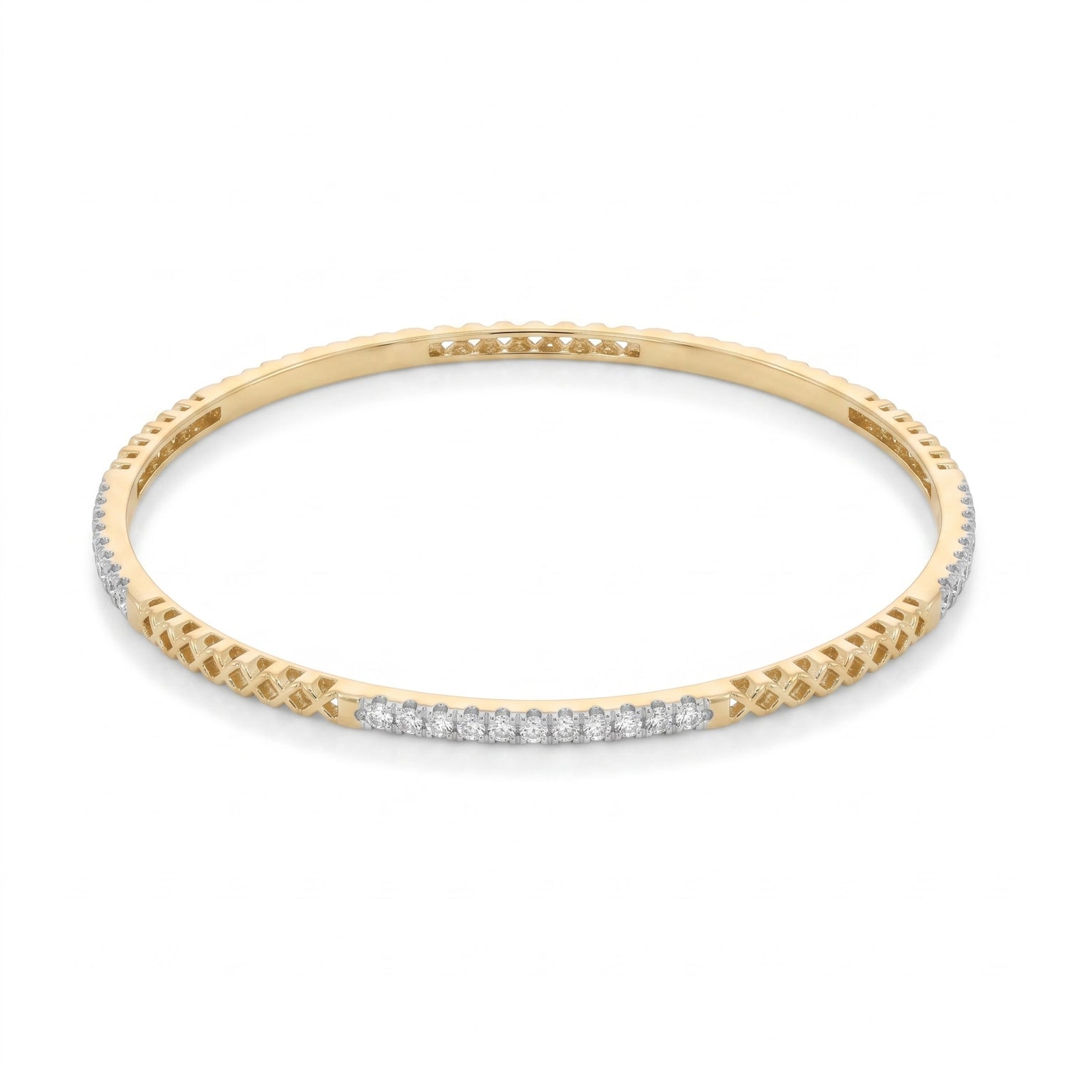 Modern Ridge Spark Lab Grown Diamond Bangle