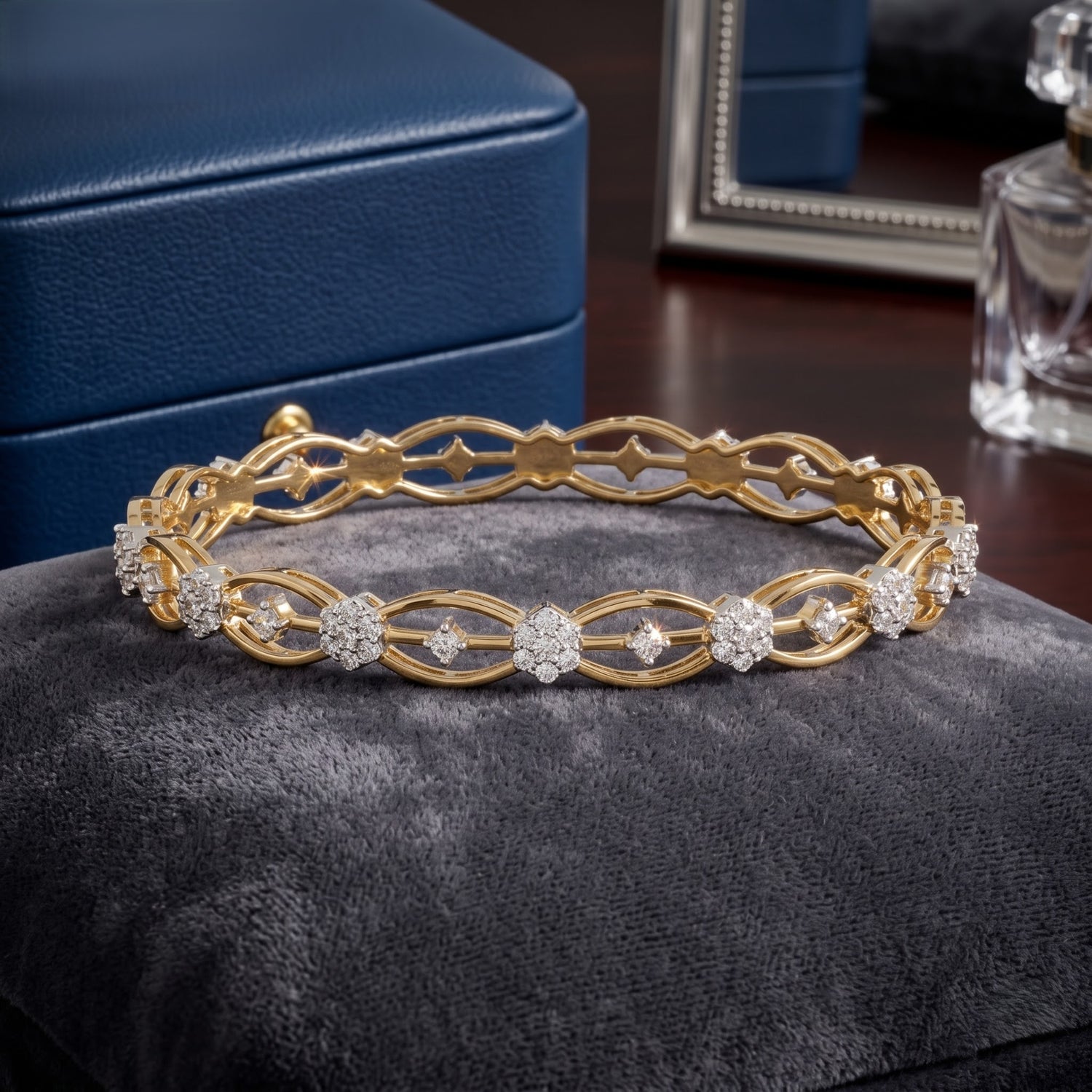 Golden Garland Lab Grown Diamond Bangle