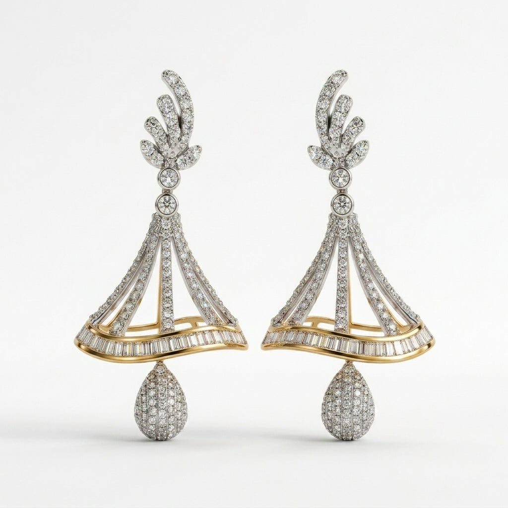 Ritz Pave Pendulum Lab Grown Diamond Earrings