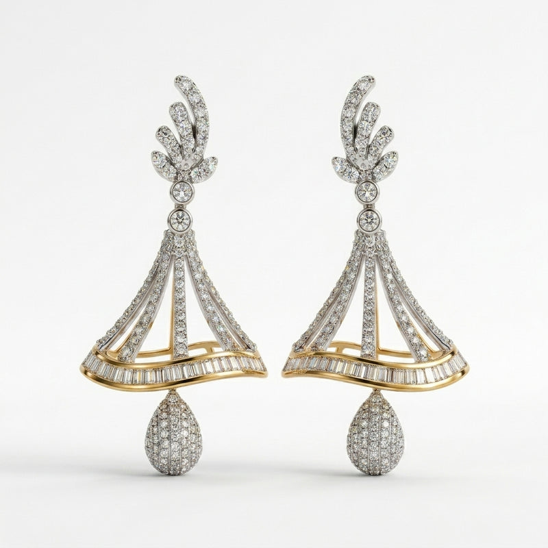 Ritz Pave Pendulum Lab Grown Diamond Earrings