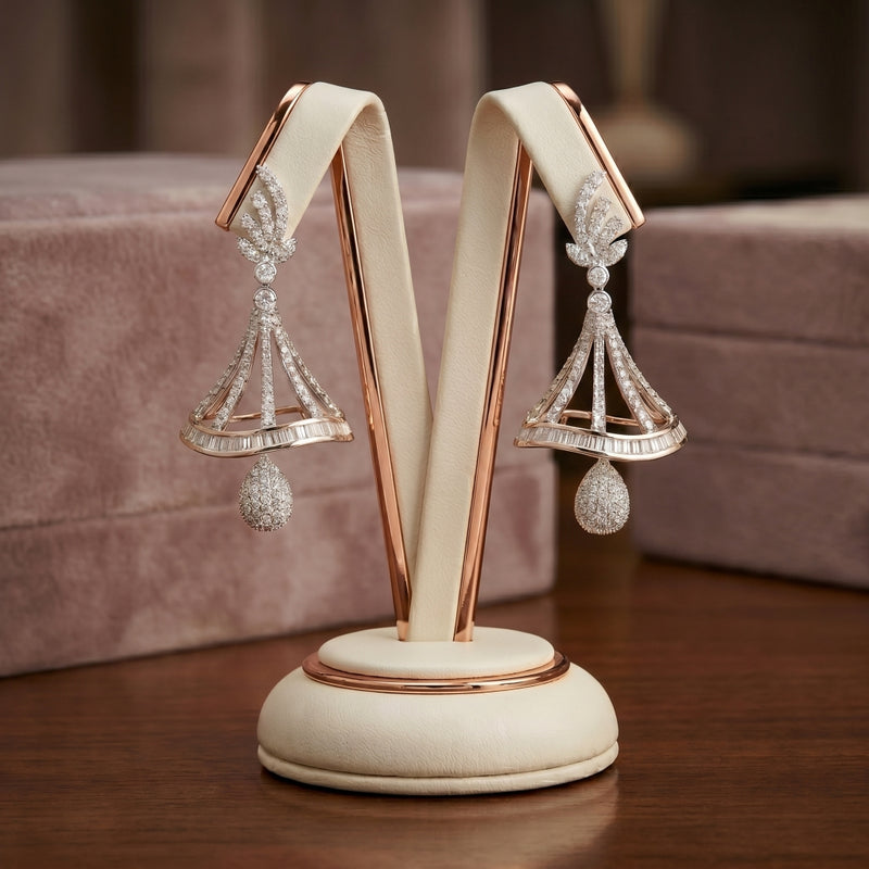 Ritz Pave Pendulum Lab Grown Diamond Earrings