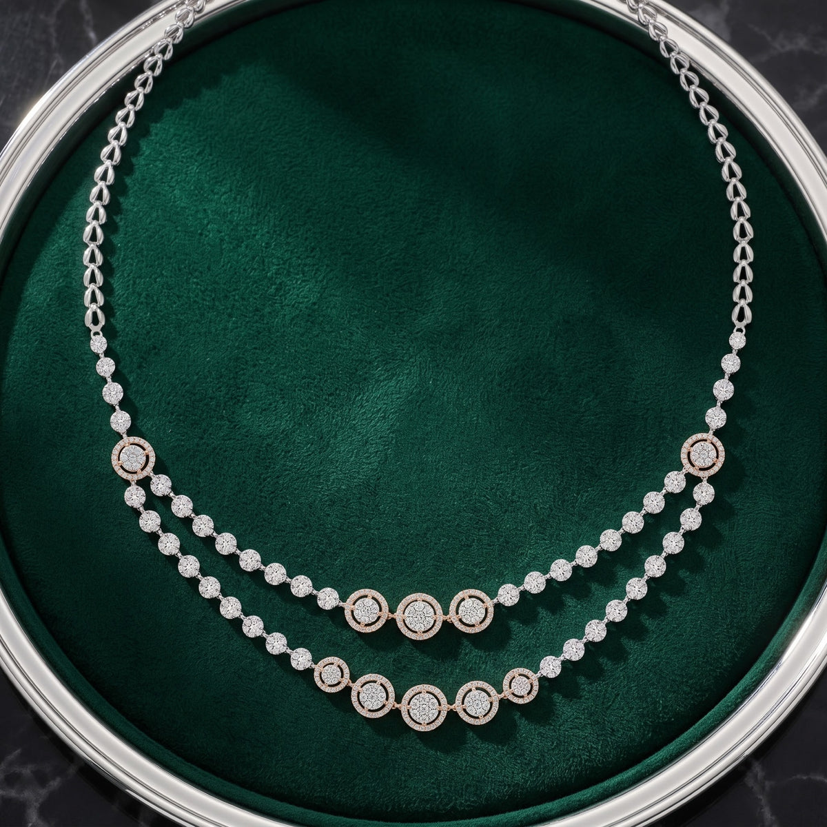 Layered Lab Grown Diamond Cluster Necklace