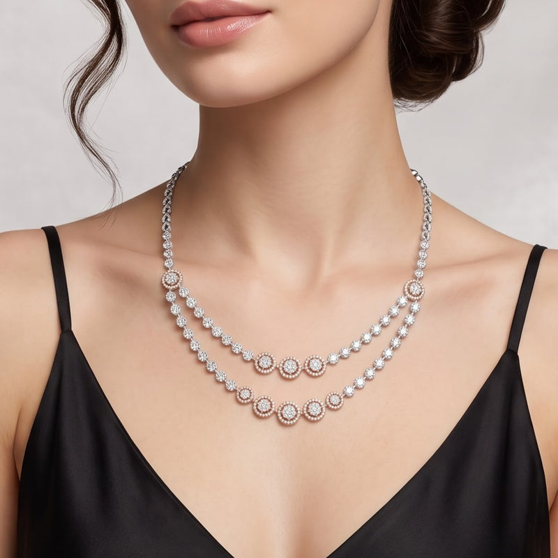 Layered Lab Grown Diamond Cluster Necklace