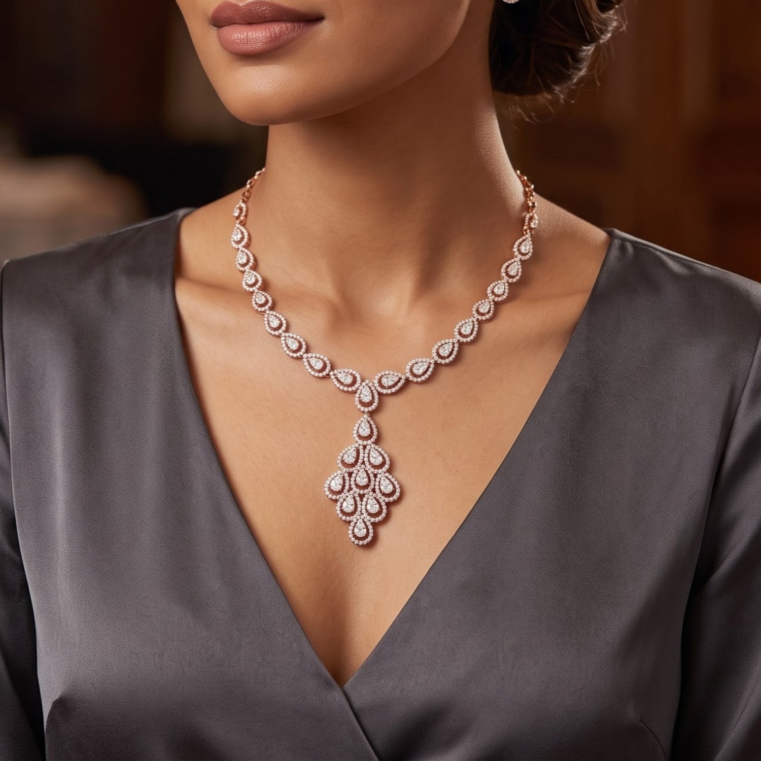Graceful Tear Lab Grown Diamond Necklace