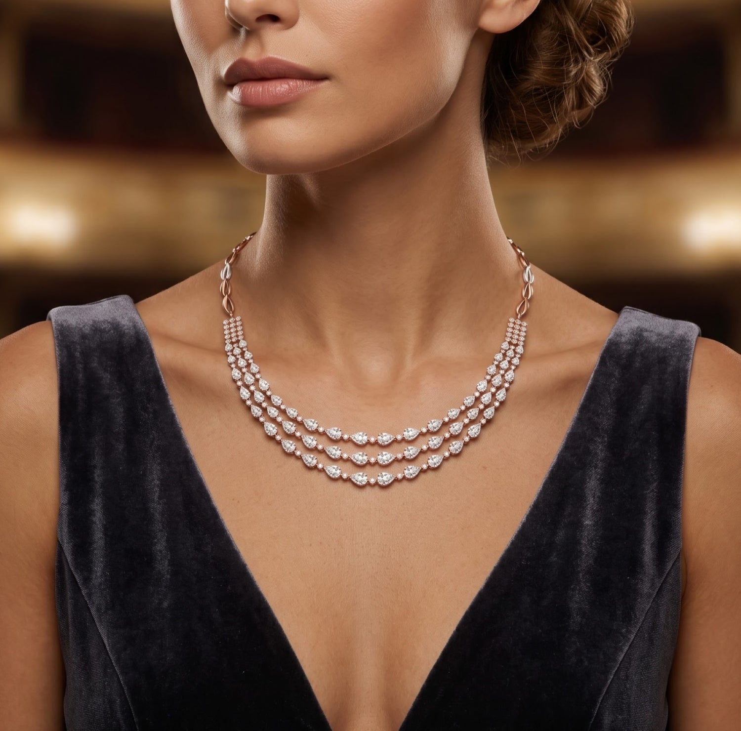 Radiant Triple Grace Lab Grown Diamond Necklace